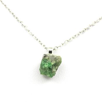 Raw Tsavorite Garnet Necklace. 13.70 ct.
