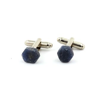 Raw Sapphire Cufflinks. 30.79 ct.