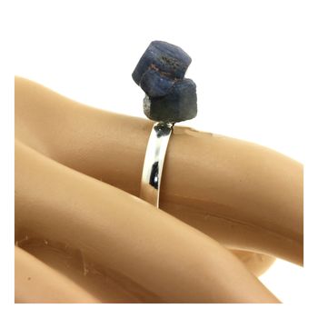 Bague Saphir brut plaqué argent. 16.53 ct.