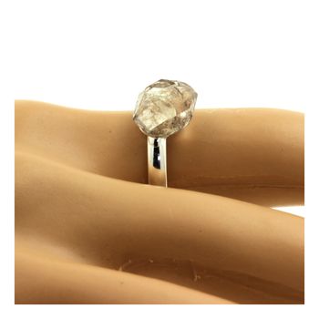 Bague Quartz pétrole brut plaqué argent. 9.82 ct.
