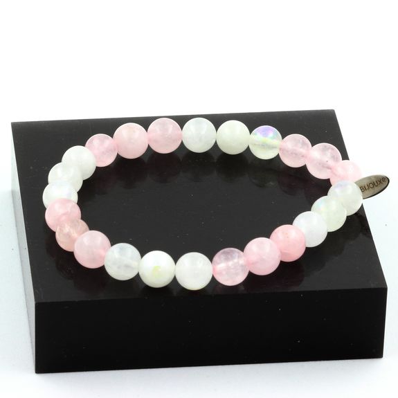 Bracelet amour-douceur - quartz rose, pierre naturelle, perles, acier Bracelet amour-douceur - quartz rose, pierre naturelle, perles, acier