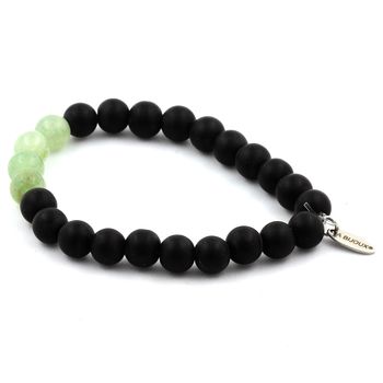 Bracelet Perles Onyx noir mat + Aventurine 8 mm.