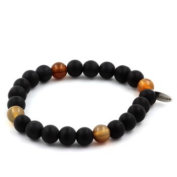 Bracelet Perles Onyx noir mat + Agate de Rêve 8 mm.