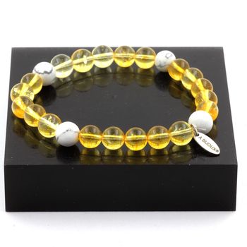 Bracelet Perles Citrine + Howlite 8 mm.