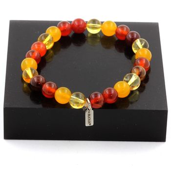 Bracelet Perles Citrine + Agate rubanée + Agate Rouge + Agate jaune 8 mm.
