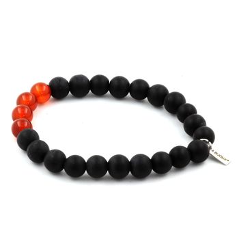 Bracelet Perles Agate Rouge + Onyx noir mat 8 mm.