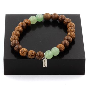 Bracelet Perles Aventurine + bois 8 mm.