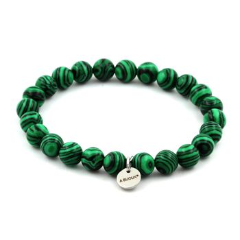 Malachite Bracelet 8 mm Beads.