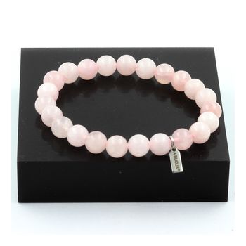 Bracelet Perles Quartz rose 8 mm.