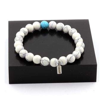 Bracelet Perles Howlite + Turquoise 8 mm.