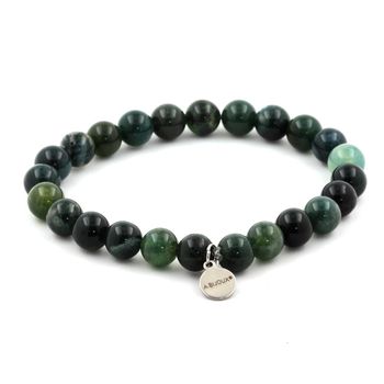 Bracelet Perles Agate mousse 8 mm.
