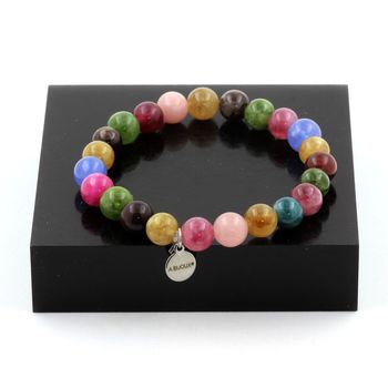 Bracelet Perles Tourmaline multicolore 8 mm.