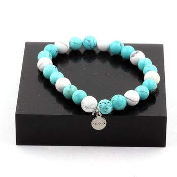 Bracelet Perles Howlite + Turquoise 8 mm.