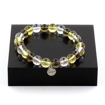 Bracelet Perles Quartz fumé + Citrine + Quartz 8 mm.
