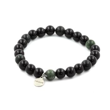 Bracelet Perles Agate noire + Seraphinite de Russie 8 mm.