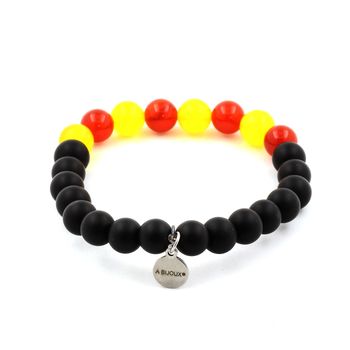 Bracelet Catalan Perles Onyx noir mat + Agate jaune + Agate Rouge 8 mm.