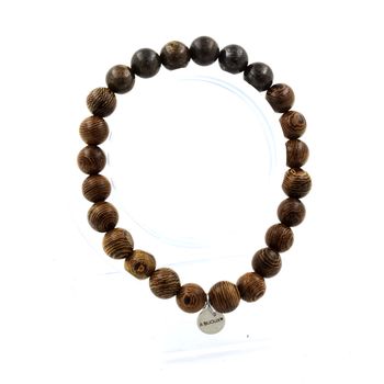 Bracelet Perles Bronzite + bois 8 mm.