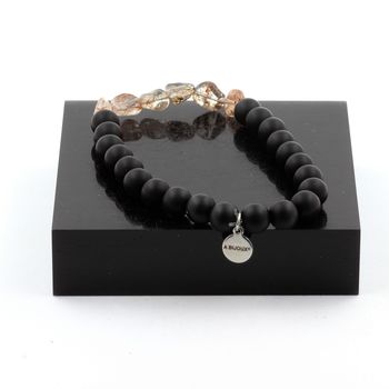 Bracelet Super Seven (Melody's Stone) du Brésil + Perles Onyx noir mat 8 mm.