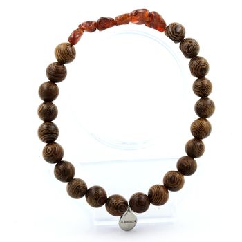 Bracelet Grenat Spessartite du Mozambique + Perles bois 8 mm.