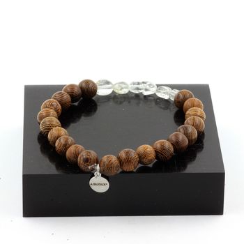 Topaz from Brazil + wood Bracelet 8 mm Beads.