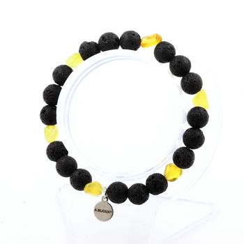 Bracelet Opale jaune d'Australie + Perles Lave 8 mm.