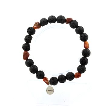Spessartine Garnet from Mozambique + Lava Bracelet 8 mm Beads.