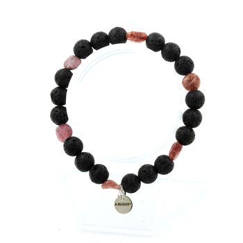 Bracelet Rubis du Brésil + Perles Lave de 8 mm.