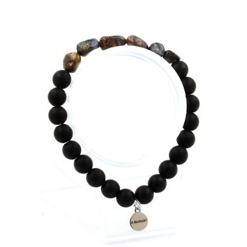 Pietersite from USA + Matte Black Onyx Bracelet 8 mm Beads.