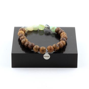 Bracelet Opale multicolore d'Australie + Perles bois de 8 mm.