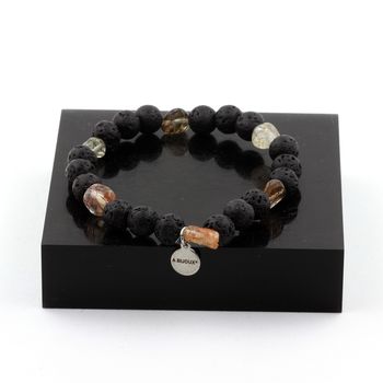 Super Seven (Melody's Stone) from Brazil + Lava Bracelet 8 mm Beads.