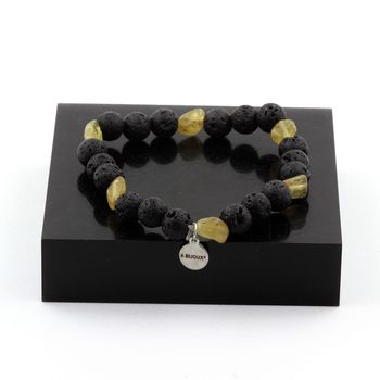 Bracelet Apatite jaune de Madagascar + Perles Lave 8 mm.