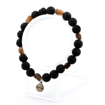 Bracelet Andalousite des USA + Perles Lave 8 mm.