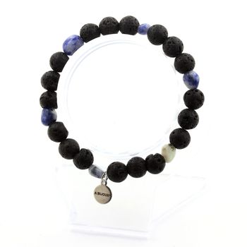 Blue Jasper from South Africa + Lava Bracelet 8 mm Beads.