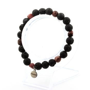 Rhodochrosite from Brazil + Lava Bracelet 8 mm Beads.