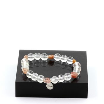 Bracelet Quartz rutile rouge du Brésil + Perles Quartz 8 mm.