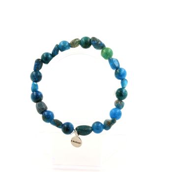 Bracelet Apatite bleu du Brésil + Perles Apatite 8 mm.
