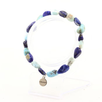 Larimar from the Dominican Republic + Lapis Lazuli from Pakistan Bracelet. Customizable Size.