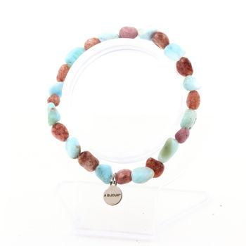 Larimar from the Dominican Republic + Ruby from Brazil Bracelet. Customizable Size.