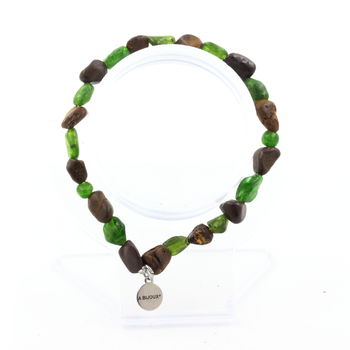Bracelet Opale Boulder d'Australie + Diopside du Brésil. Taille Personnalisable.