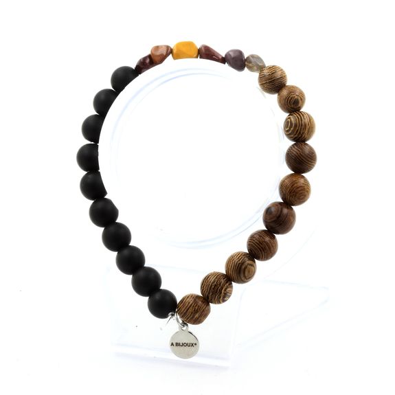 Mookaite from Australia Matte Black Onyx wood mm beads