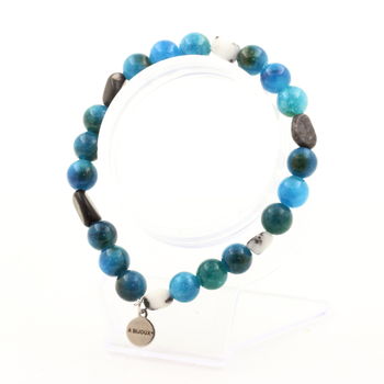 Bracelet Jaspe zèbre du Brésil + Perles Apatite 8 mm.