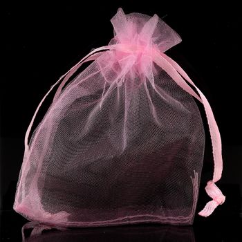 10 Pochettes Sachets couleur Rose en Organza pour Bijoux, Cadeaux
