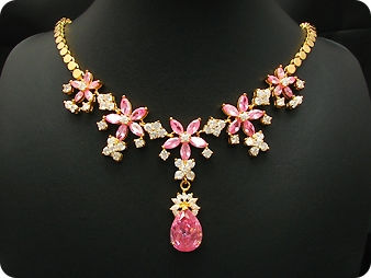 26x6-18mm Pink Sapphire Necklace