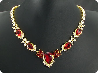 13x20-8mm Red Ruby Necklace