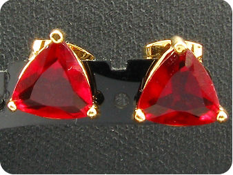 2x8mm Red Ruby Earrings