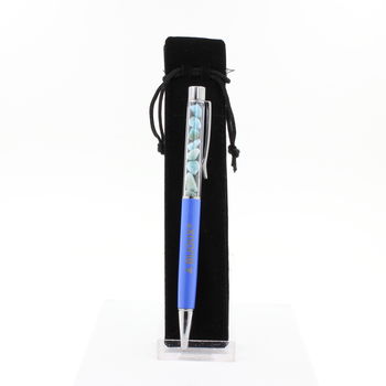 Raw Larimar mineral pen Dominican Republic.