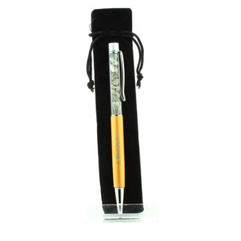 Raw Green rutile Quartz mineral pen Brazil.