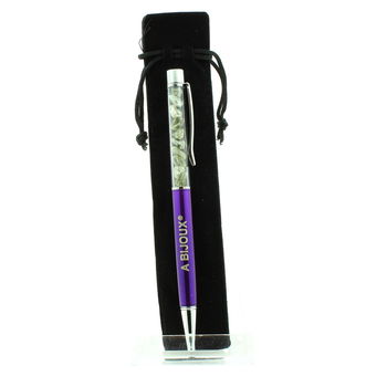 Stylo minéraux Quartz rutile vert du Brésil.