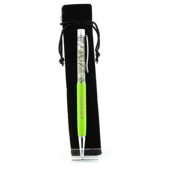 Raw Green rutile Quartz mineral pen Brazil.