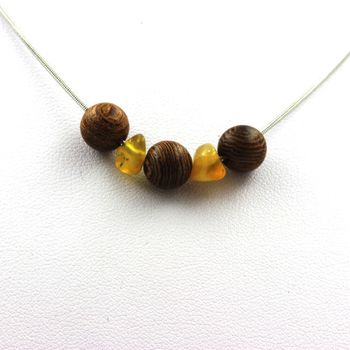 Necklace wood 8 mm beads + yellow Opal from Australia